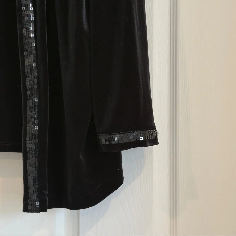 Quacker Factory Velvet Velour 2 Piece Cardigan And Tank Set Black Women Size 1X